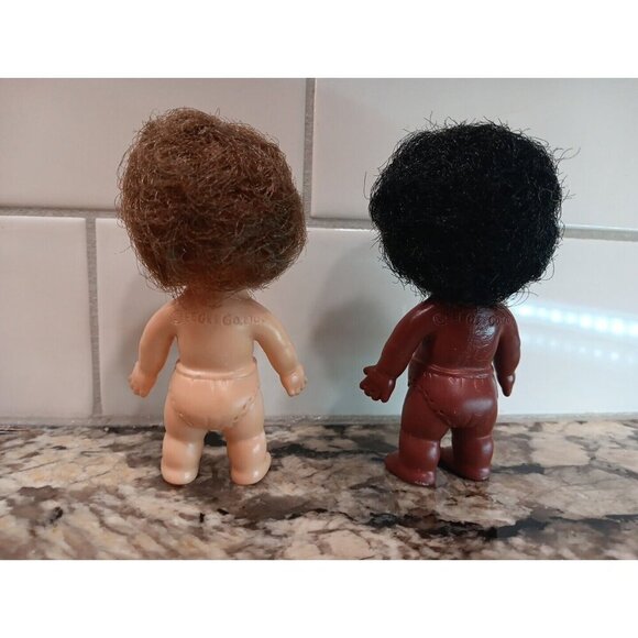 Lot Of 2 1966 EE GEE Dolls 4” EEGEE Diapers White And Black African Adorable VTG - Picture 3 of 9